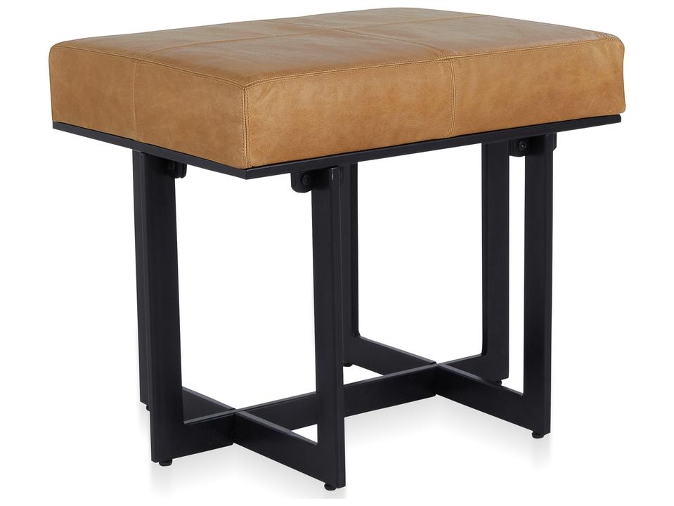 Calvin Top Grain Leather Accent Stool in Chestnut and Black