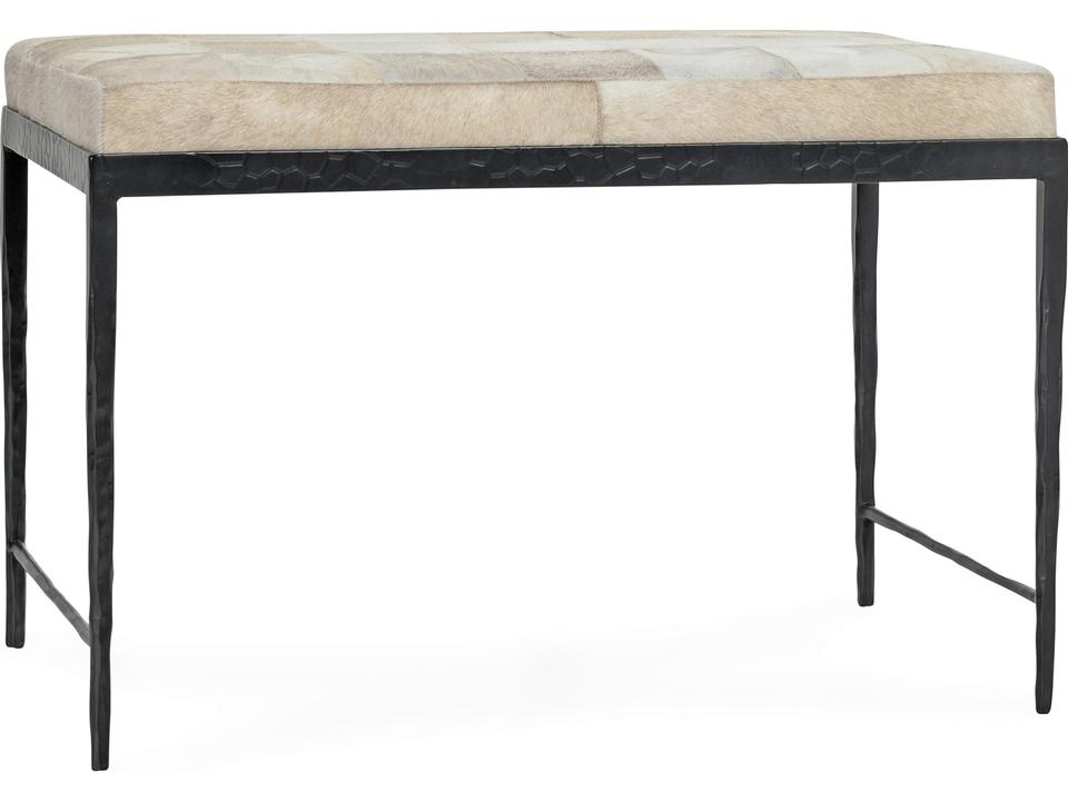 Achen Beach Ivory Beige Fur Accent Bench