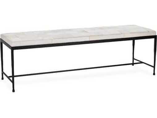 Achen White Fur Accent Bench