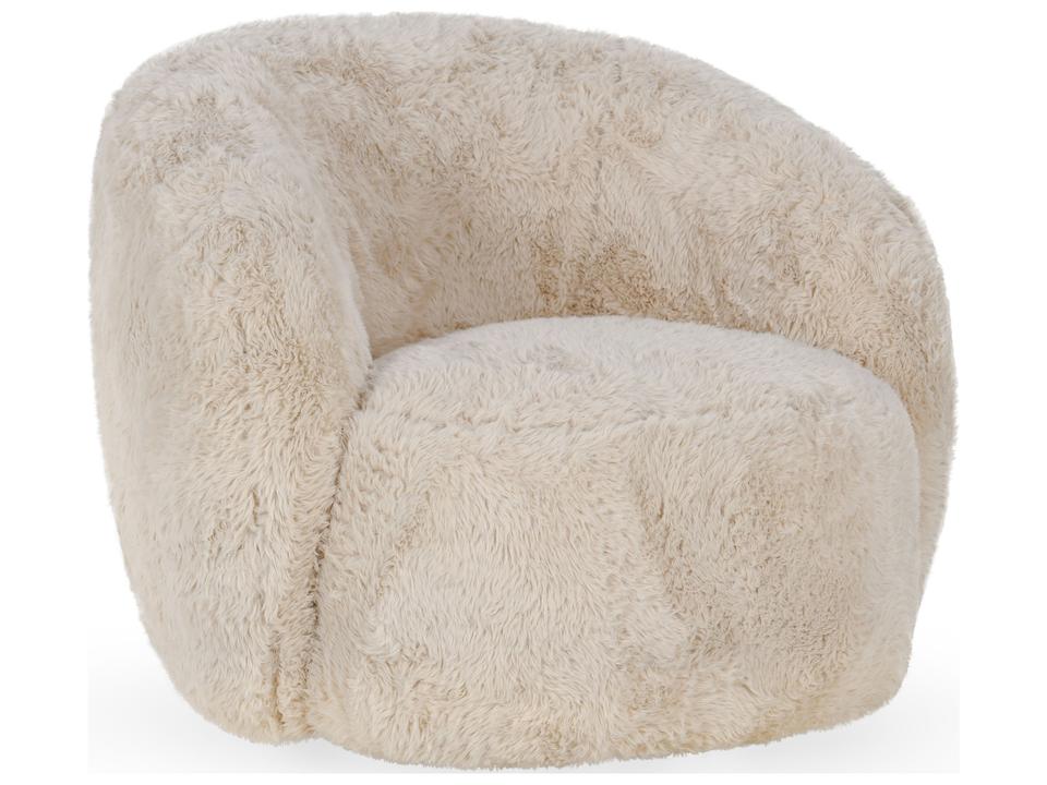 Adley Plush Swivel Accent Chair in Sand Polyester