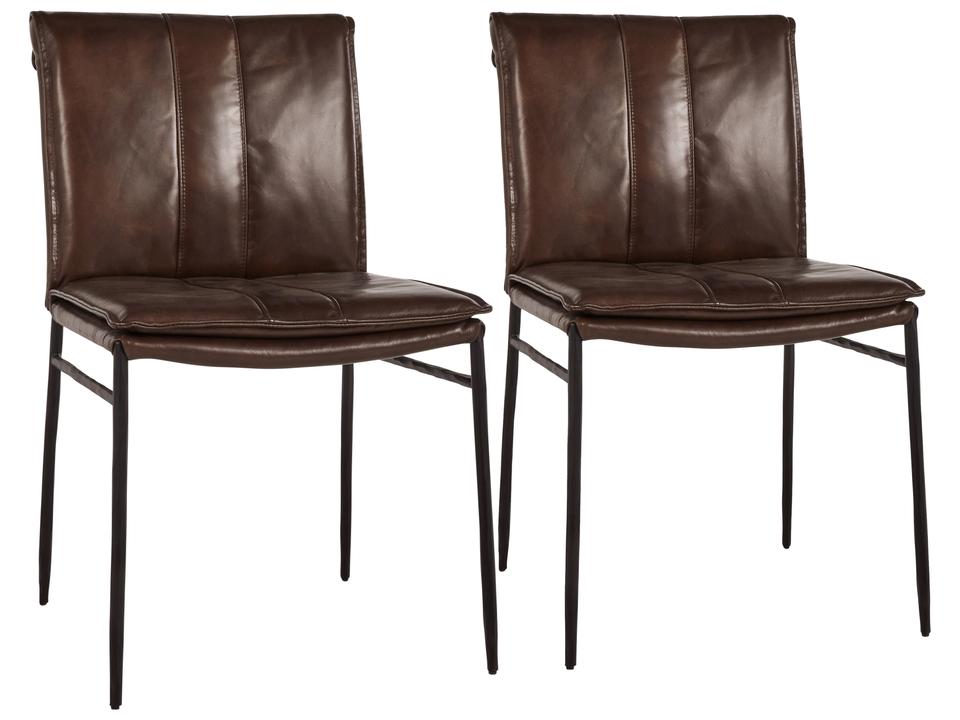 Mayer Upholstered Dining Side Chair Set of 2 in Brown Vinyl