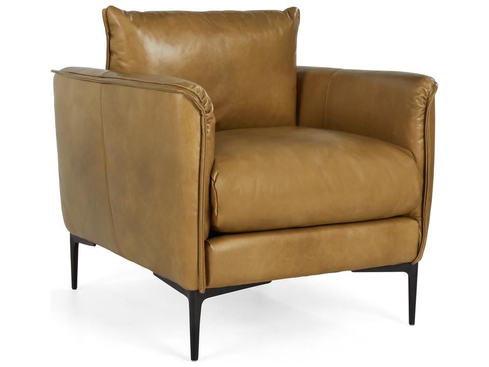 Abigail Upholstered Top Grain Leather Club Chair