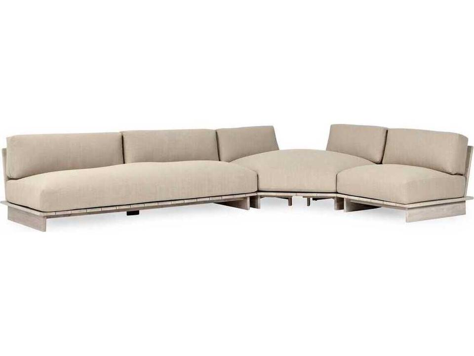 Livia 3-Piece Outdoor Teak Sectional Sofa in Taupe