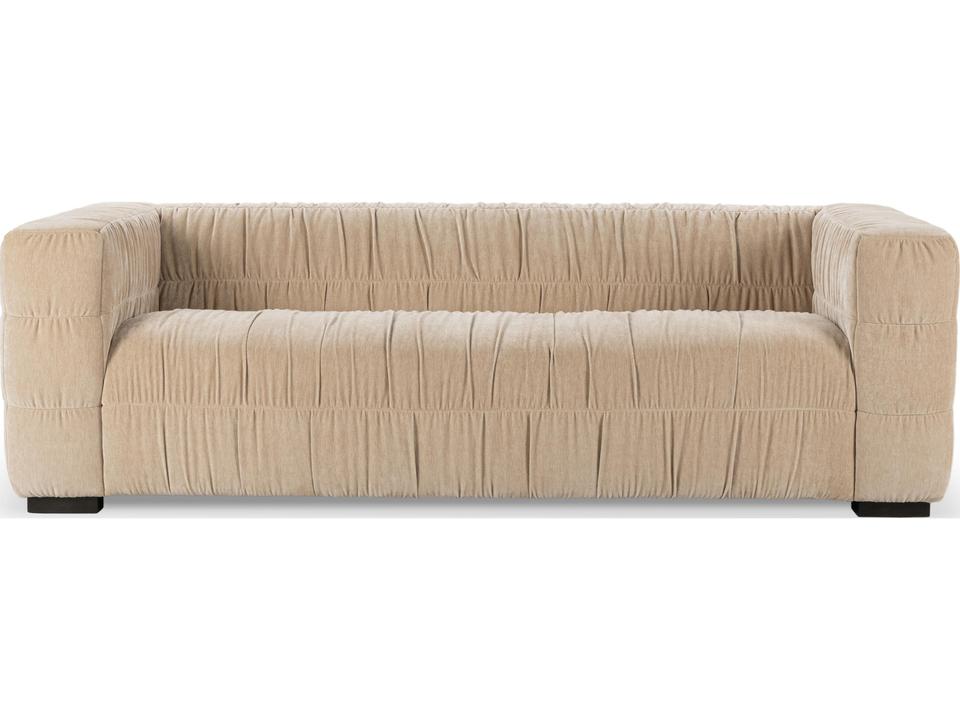 Afeela 3-Seat Polyester Sofa in French Vanilla with Pleated Fabric