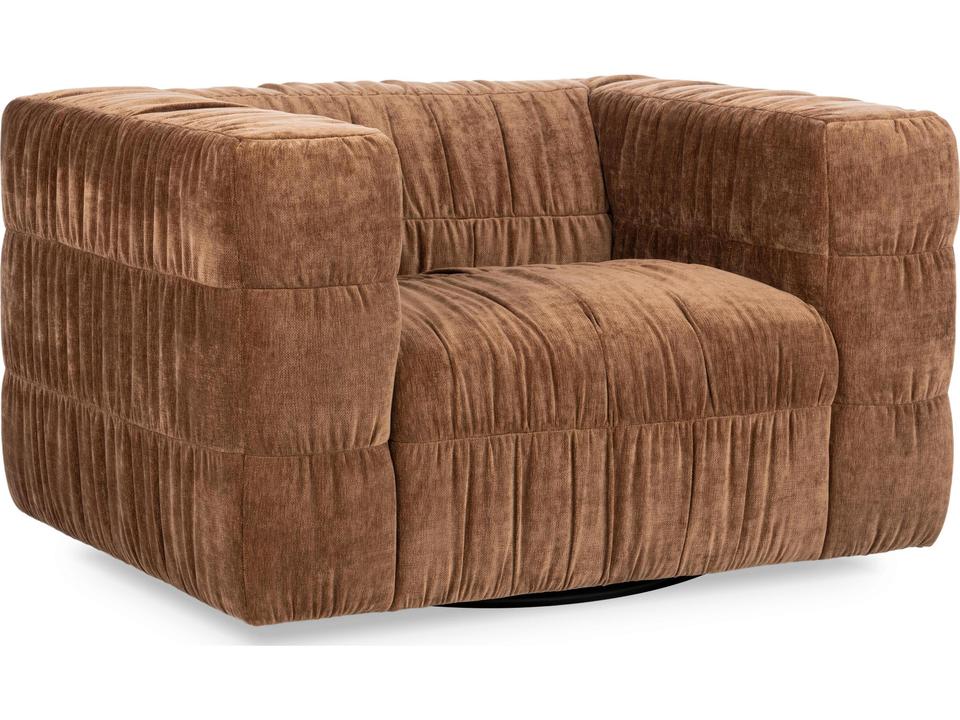 Afeela Upholstered Swivel Chair in Bronze Brown Fabric