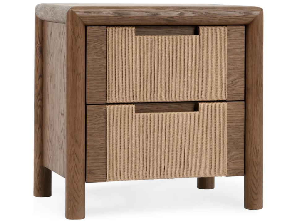 Corda 2-Drawer Nightstand in Nut Brown and Natural Oak