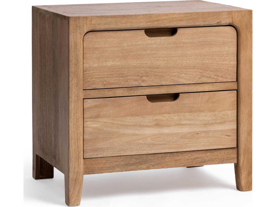 Laguna 2-Drawer Solid Mango Wood Nightstand in Natural