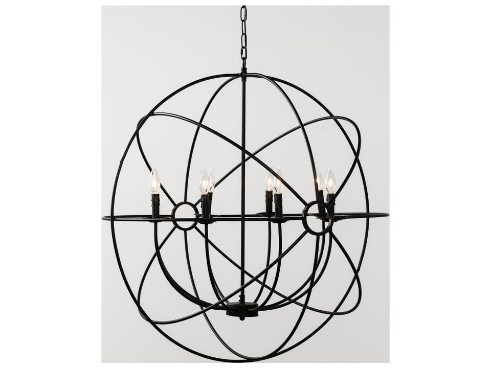8-Light Derince Iron Chandelier in Black