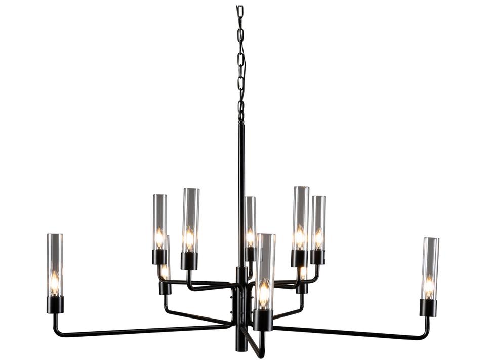 10-Light Madeline Chandelier in Glossy Black with Clear Glass