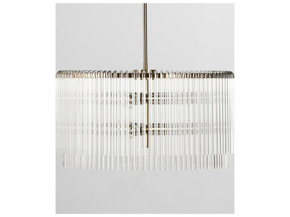 6-Light Maeve Chandelier in Clear Glass Rods and Brass