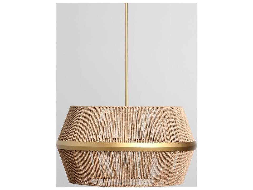 Wendy 6-Light Chandelier in Natural Paper Rattan and Gold Iron