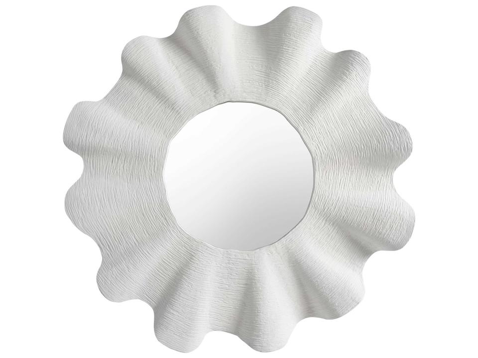 Weekender Scallop Round Wall Mirror in Shell White