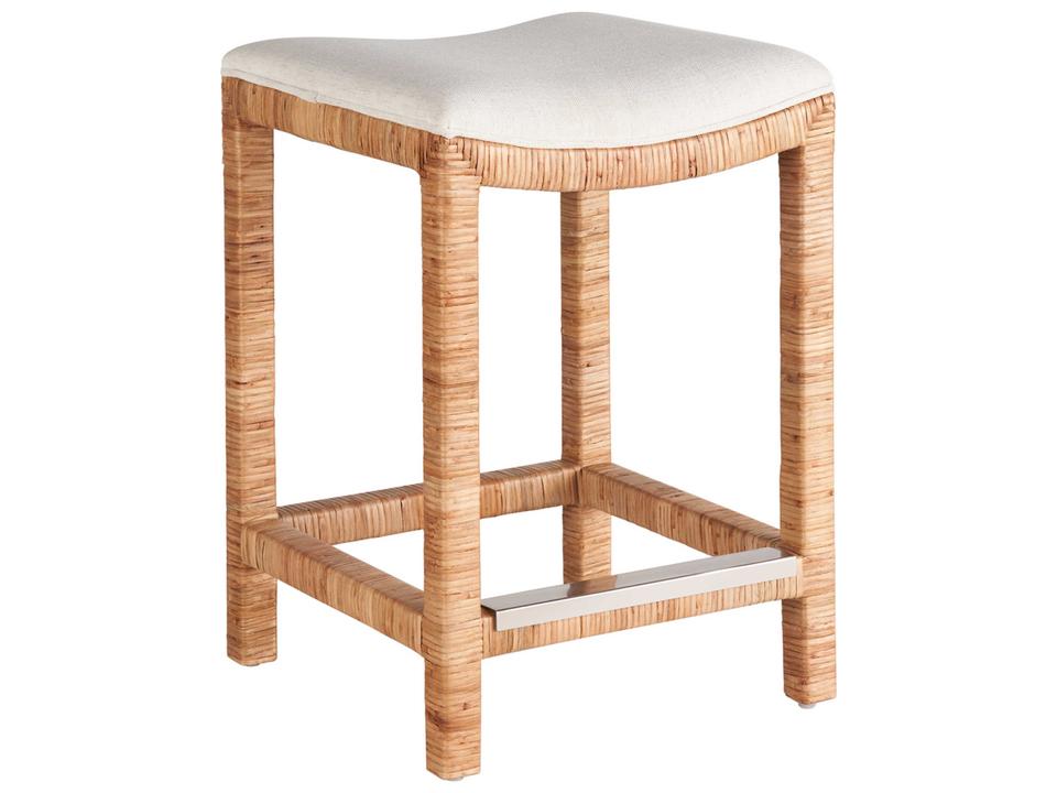 Weekender Natural Brown Upholstered Accent Stool