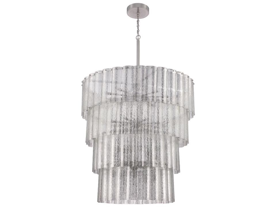 Museo 28-Light Tiered Chandelier in Brushed Polished Nickel with Mercury Glass