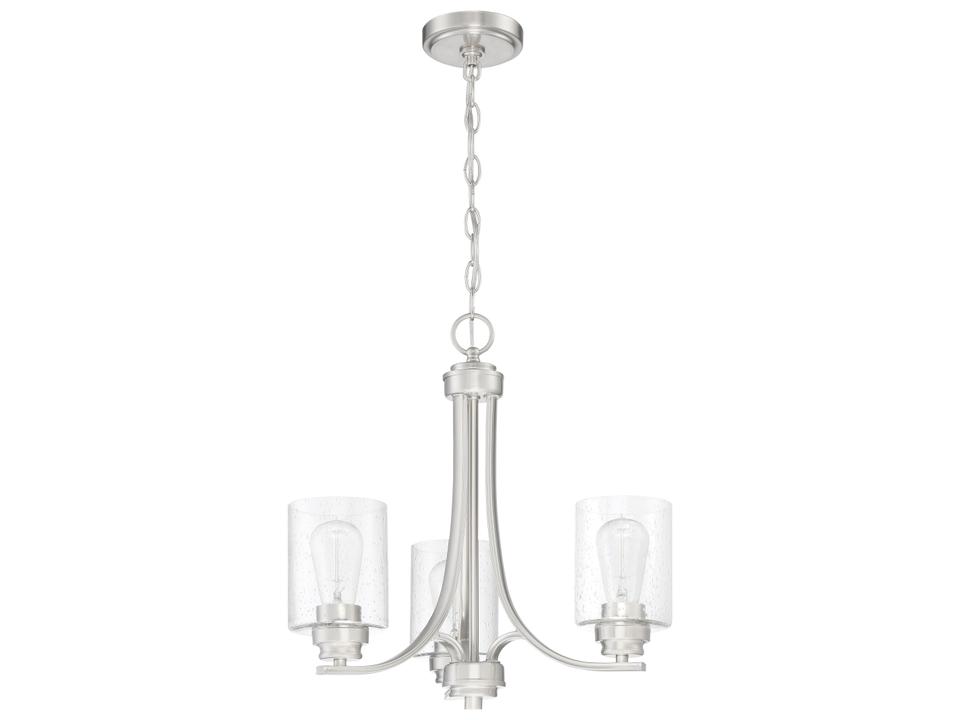 Bolden 3-Light Chandelier in Brushed Polished Nickel with Clear Seeded Glass