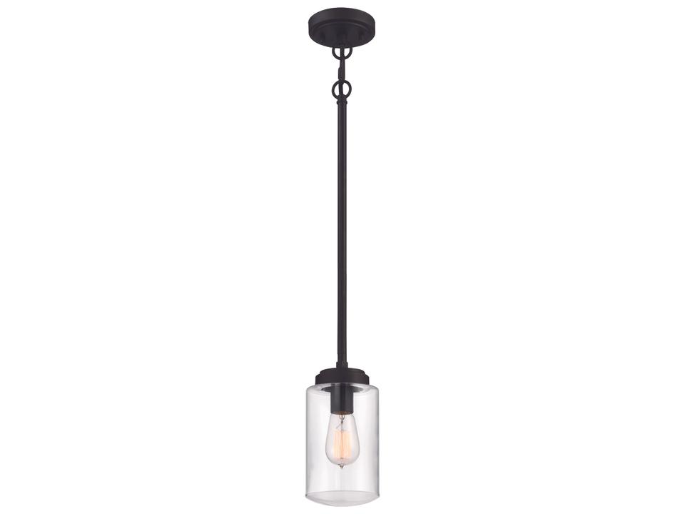 Crosspoint 1-Light Outdoor Mini Pendant in Espresso with Clear Glass