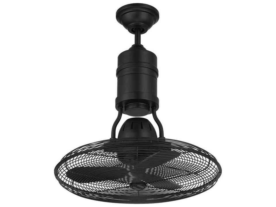 Bellows III 18-Inch 3-Blade Damp Rated Ceiling Fan in Flat Black