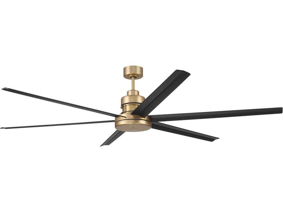 Mondo 72-Inch 6-Blade Wet Rated Ceiling Fan in Satin Brass and Flat Black