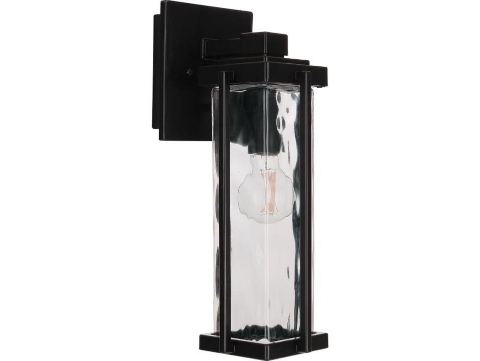 Pyrmont 1-Light Outdoor Wall Sconce in Midnight Finish with Clear Water Glass