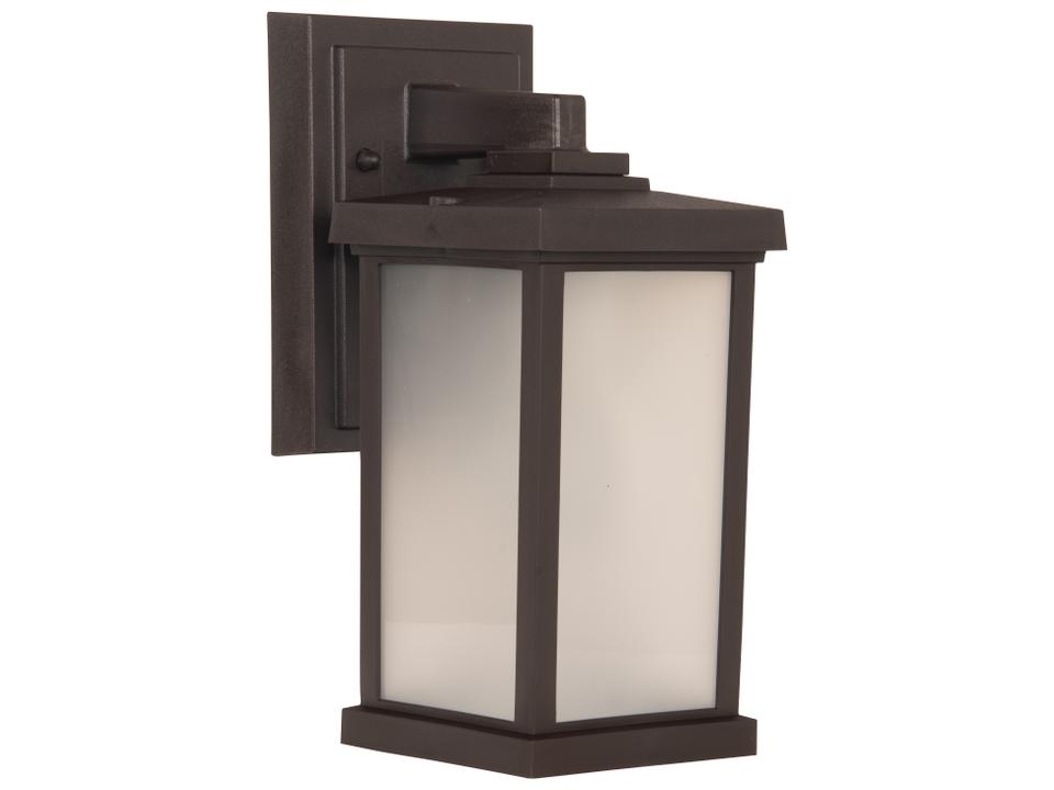Resilience 1-Light Outdoor Wall Sconce in Bronze with Frosted Shade
