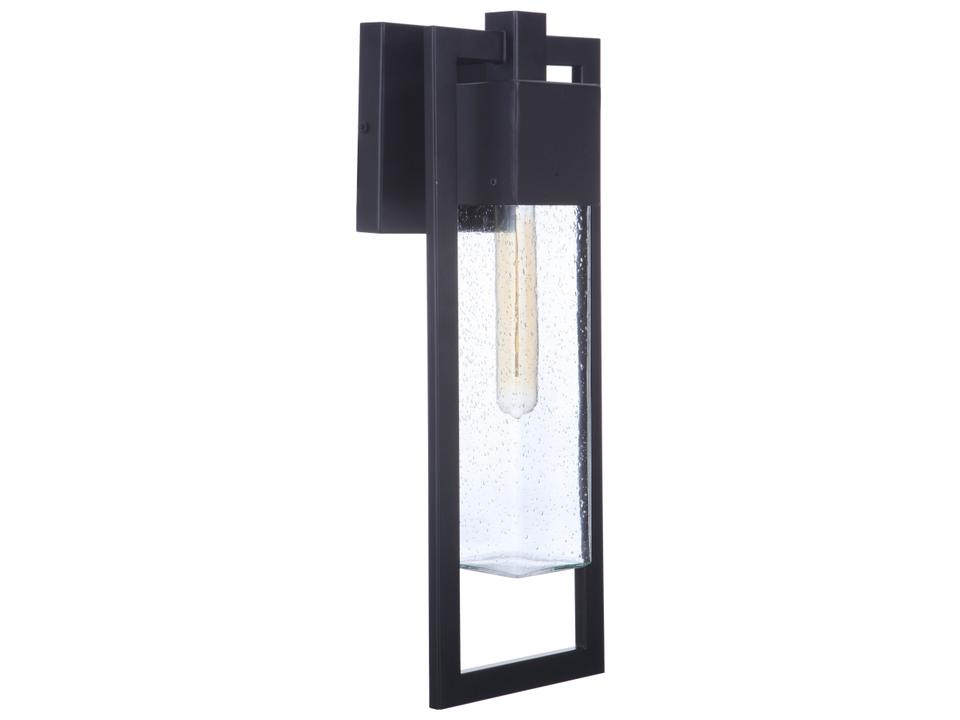 Perimeter 1-Light Outdoor Wall Sconce in Midnight with Clear Seeded Glass