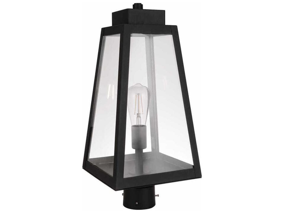 Sorano 1-Light Outdoor Post Mount in Textured Black with Clear Glass