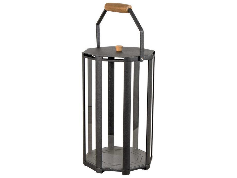 Lightlux Small Outdoor Lantern with Teak Handle in Lava Grey