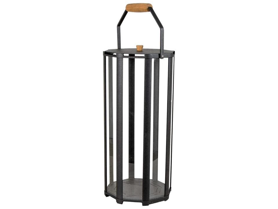 Lightlux Large Outdoor Lantern in Lava Grey with Teak Handle