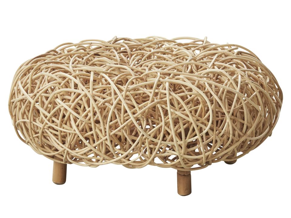 Loop 29 Round Rattan Ottoman in Natural Brown