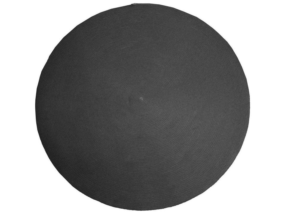 Circle Area Rug Dark Grey Flatweave Indoor Outdoor
