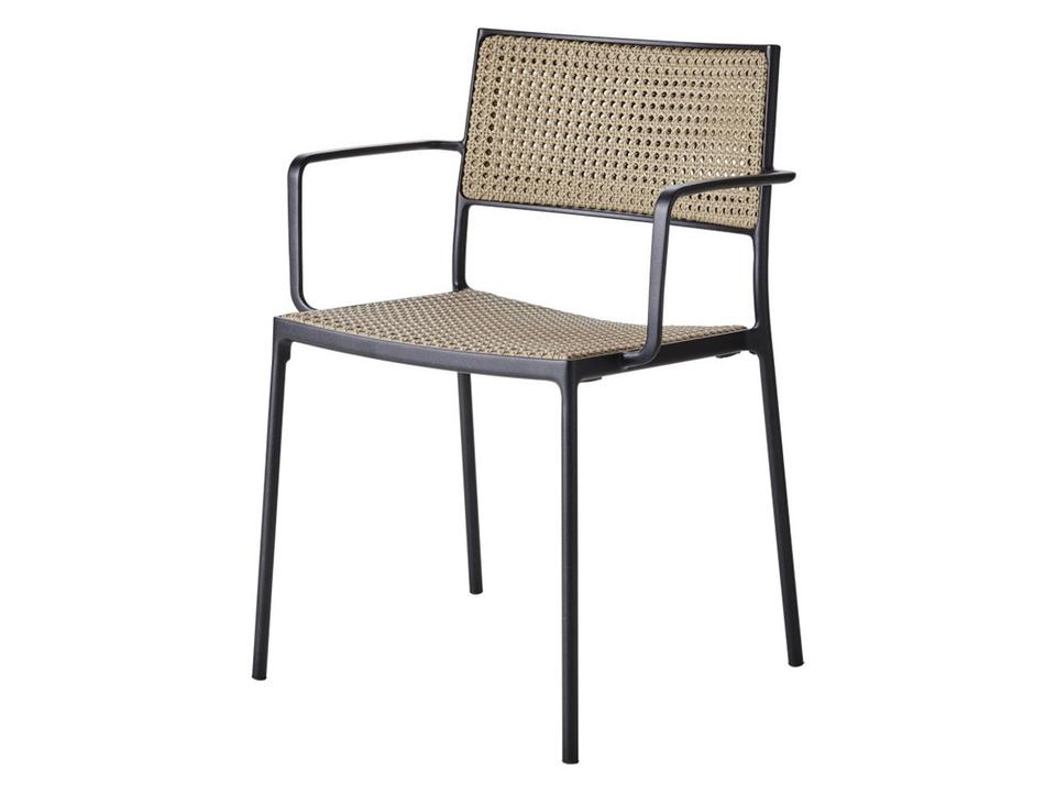 Cane-line Less Stackable Dining Armchair with French Weave in Lava Grey