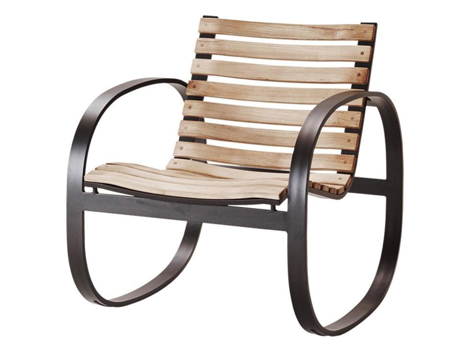 Cane-line Parc Rocking Lounge Chair with Teak and Lava Grey Aluminum