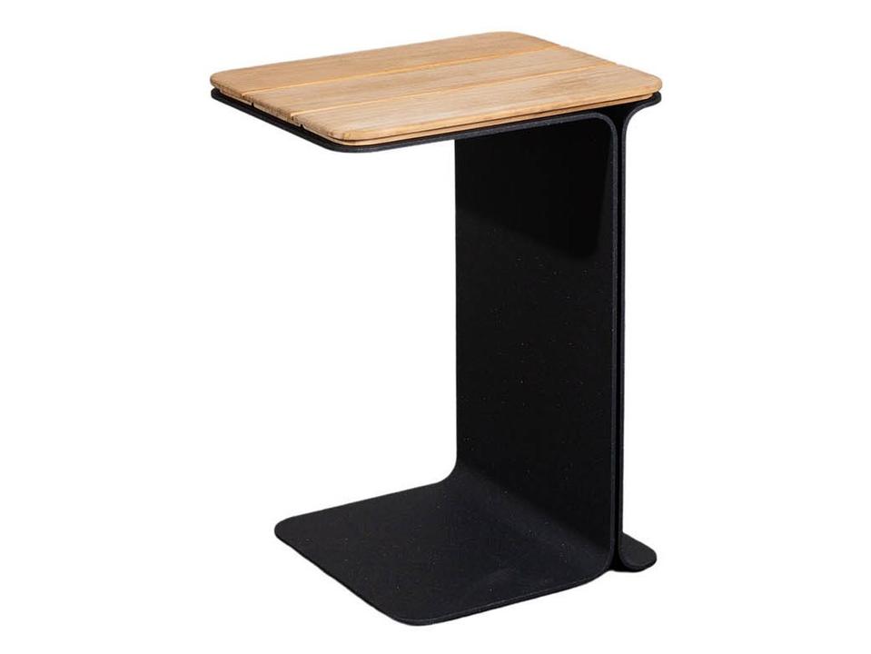Cane-line Mega Outdoor Side Table in Lava Gray Aluminum and Teak