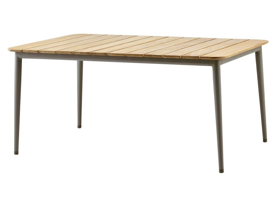 Core 63-Inch Rectangle Dining Table with Taupe Aluminum Frame and Teak Top