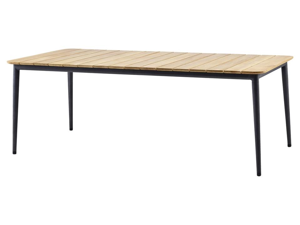 Core 83-Inch Rectangular Dining Table with Teak Top in Lava Grey