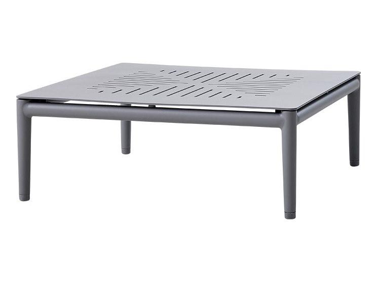Cane-line Conic 30-Inch Square Aluminum Coffee Table in Light Grey