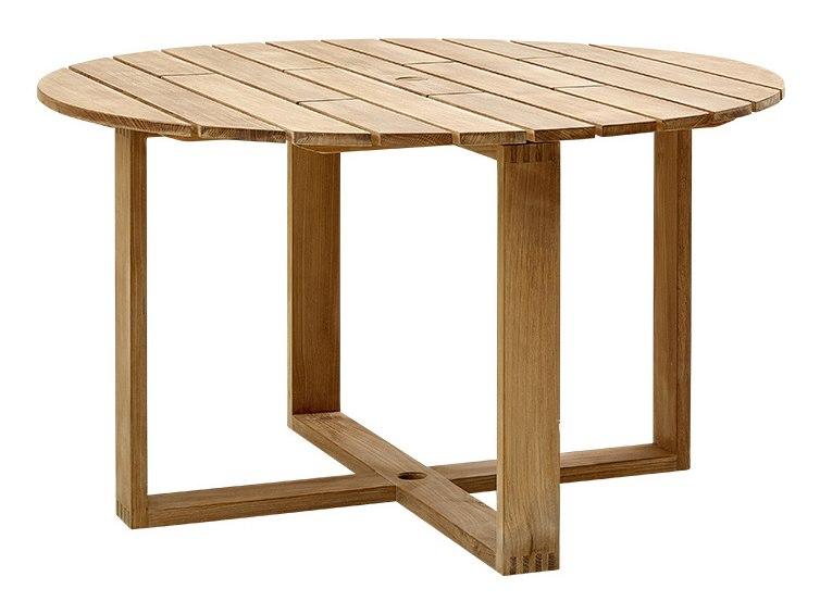 Endless 51 Inch Teak Round Dining Table with Umbrella Hole