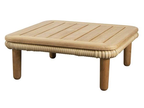 Arch 28.8-Inch Square Teak and Flat Weave Coffee Table