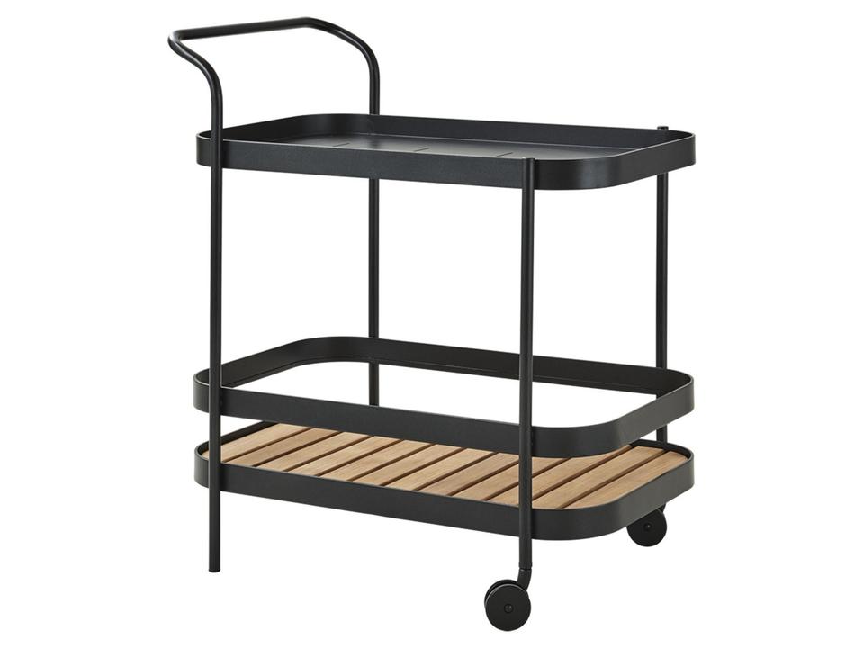 Roll Lava Grey Aluminium Bar Trolley Incl. Teak Table Top