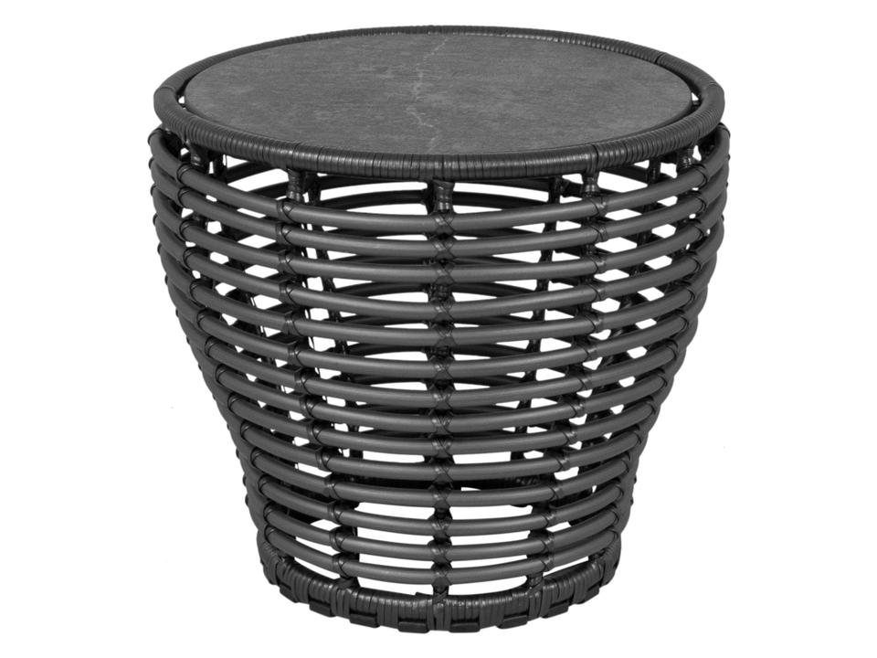 Basket Small Round Coffee Table Base in Graphite Weave
