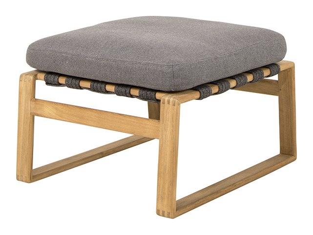 Cane Line Endless Teak Footstool with Dark Grey Soft Rope