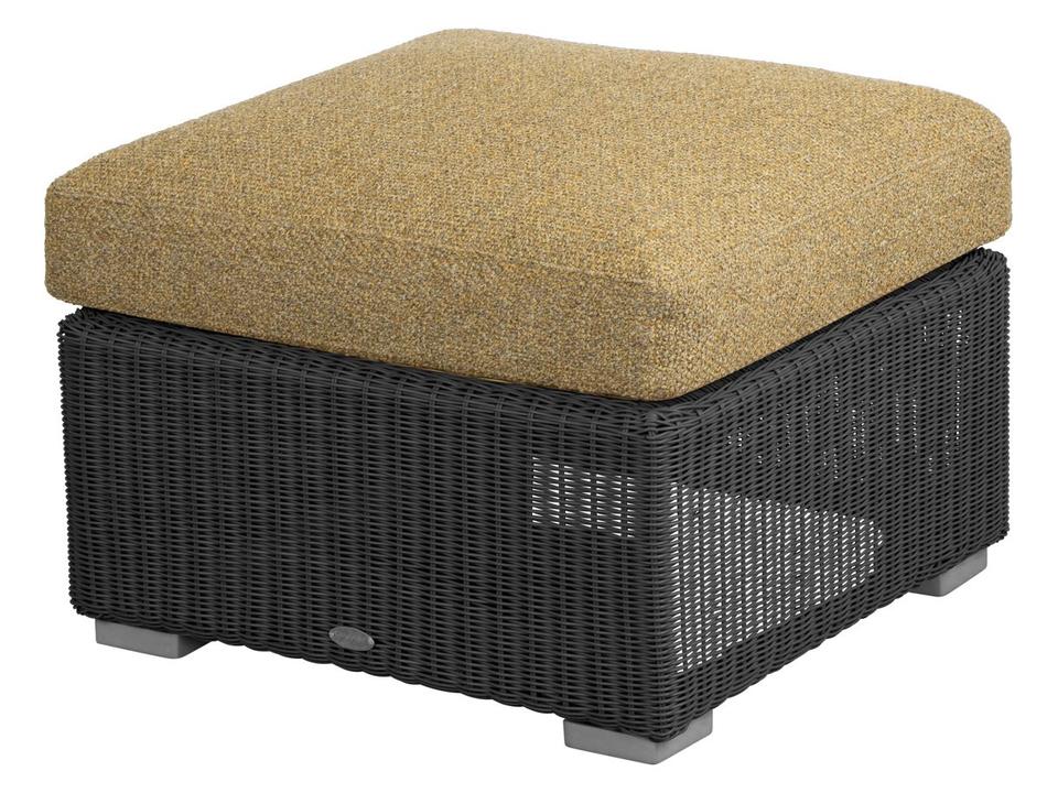Chester 24-Inch Square Cane-line Weave Footstool Coffee Table in Graphite