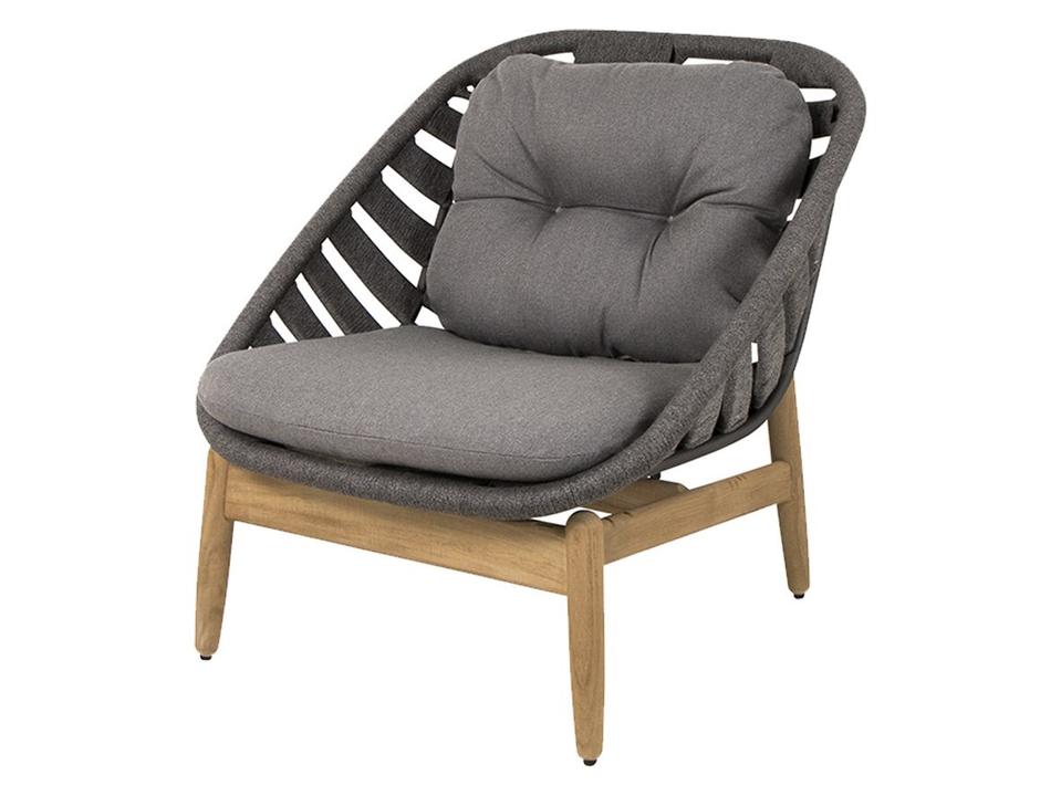 Strington Lounge Chair with Dark Grey Soft Rope and Teak Base