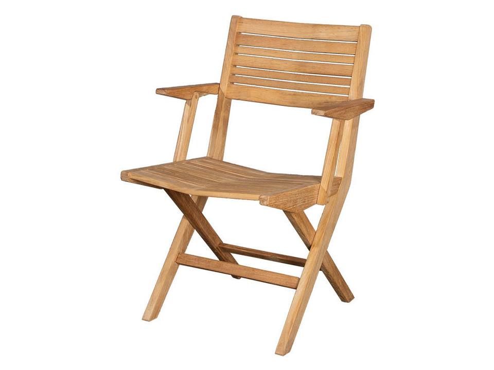 Flip Teak Folding Arm Chair in Natural Teak