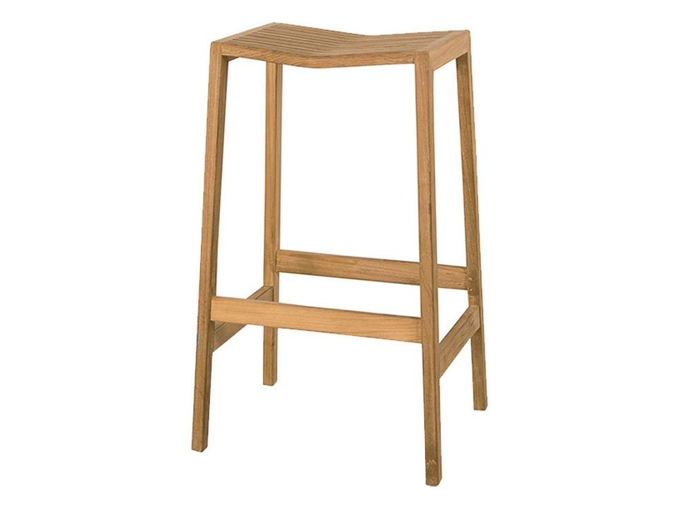 Cane Line Flip Stackable Teak Outdoor Bar Stool Natural Finish