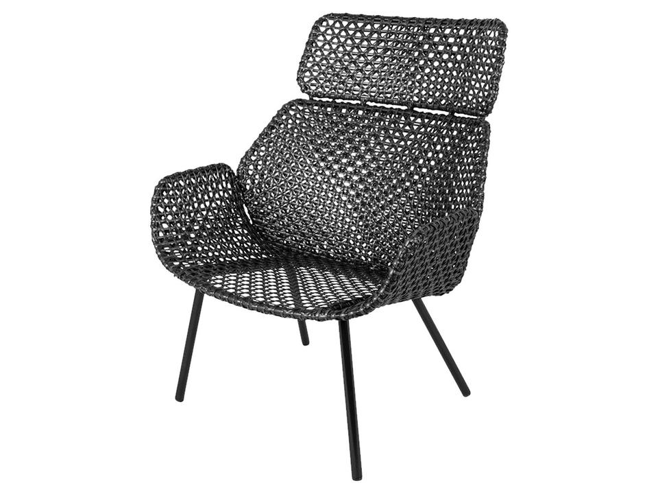 Vibe Highback Aluminum Wicker Lounge Chair in Black Anthracite
