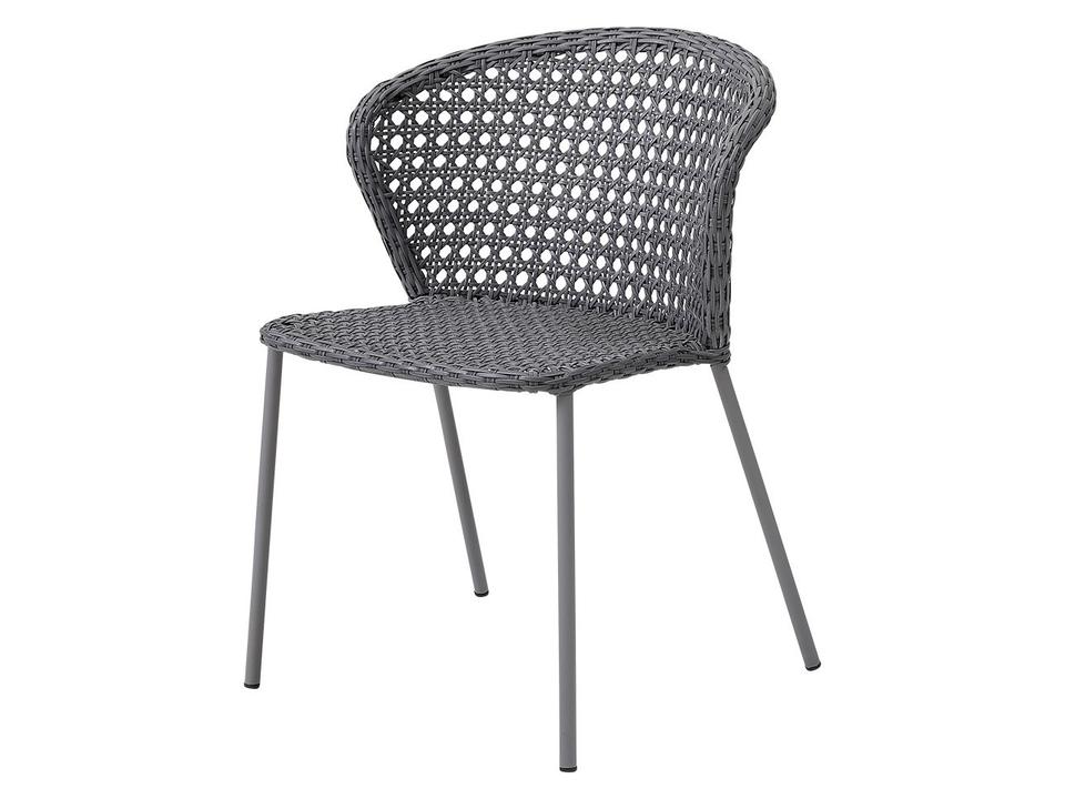 Lean Cane-line Weave Stackable Dining Side Chair in Light Grey