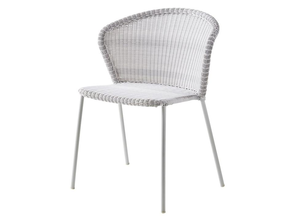 Lean Dining Side Chair with Cane-line Weave in White Grey