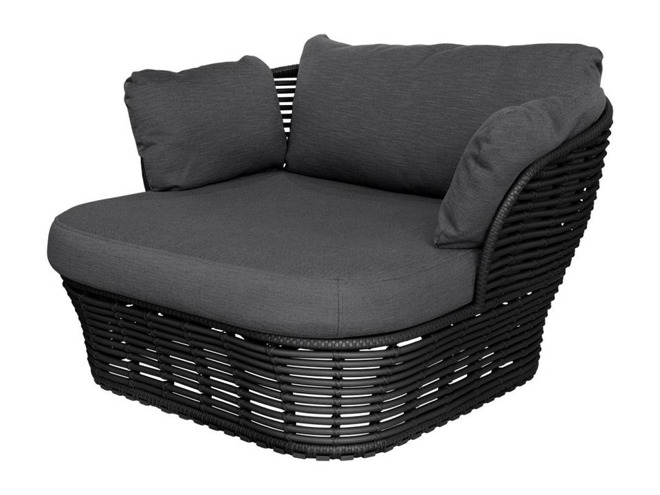 Basket Lounge Chair with Graphite Weave and Grey Cushion