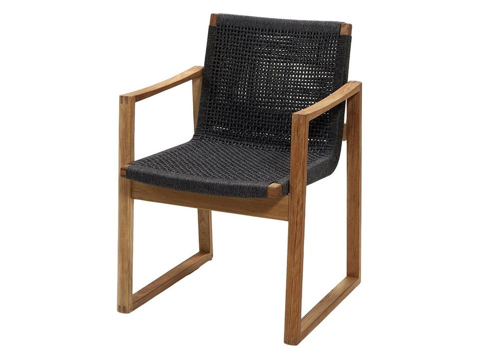 Endless Teak Soft Rope Dining Arm Chair in Dark Grey